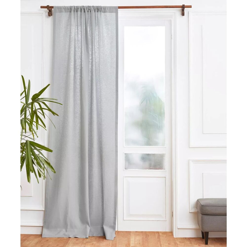 Solino Home 100% Pure Linen Curtains 52 x 120 soft gray 1 panel new rod pocket